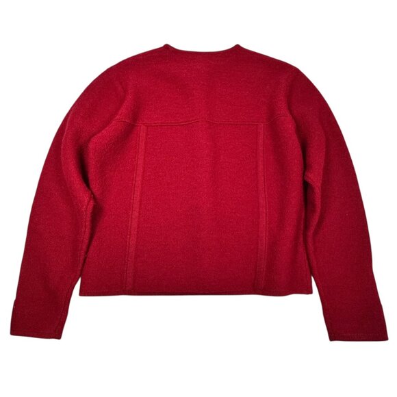 Vintage 80s Pendleton Virgin Wool Cardigan Sz M Burgundy Red Cottage Whimsical - Picture 13 of 14